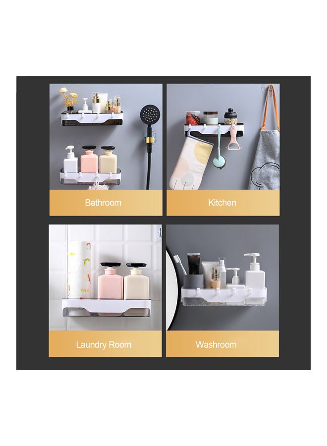 Bathroom Shelf With Hooks Black 32.00x6.00x10.00cm - Image 2