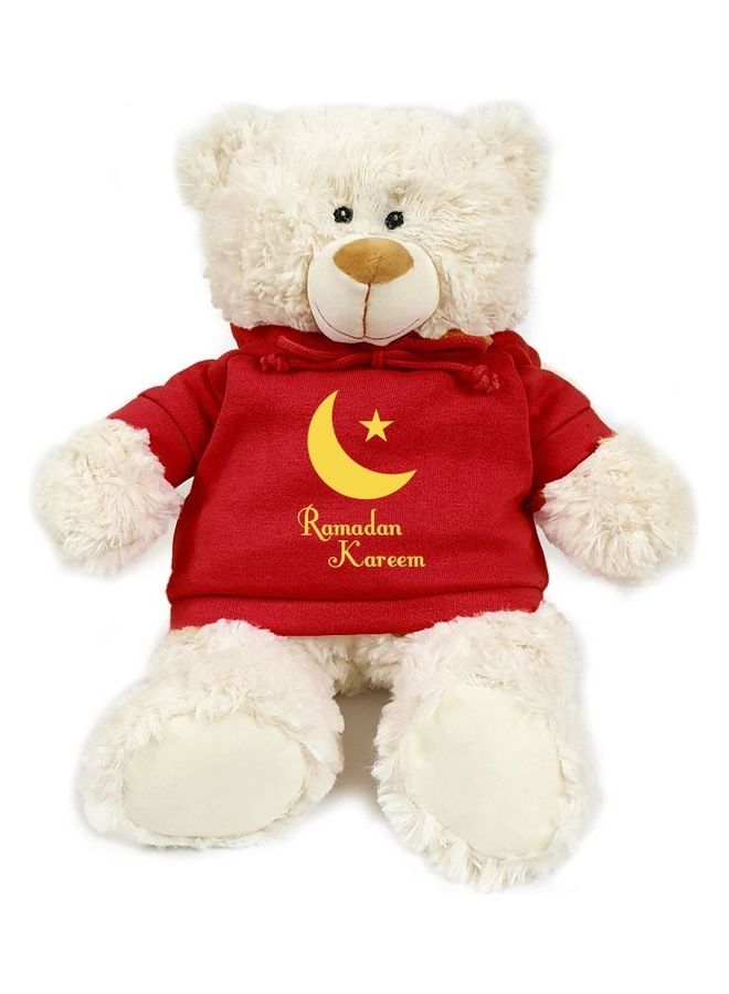 Caravaan Super Soft Cuddly Cream Bear With Hoodie 38x12x18cm