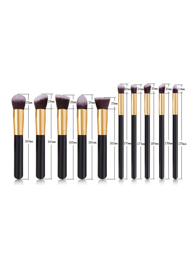 10-Piece Makeup Brush Set Black/Gold - Image 2