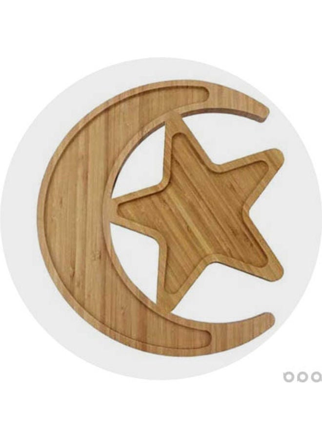 Wooden Eid Mubarak Party Serving Tray Brown 10cm - Image 1