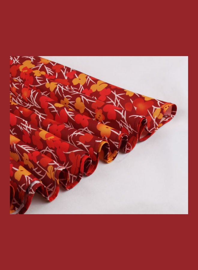 OUTAD Suspender Printed Elegant Dress Multicolour - Image 5