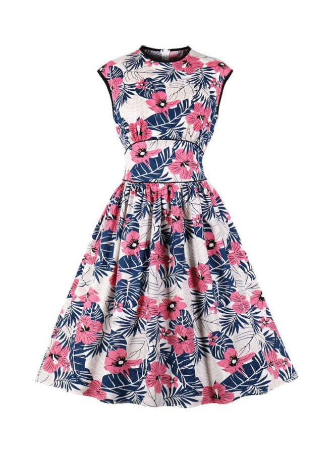 OUTAD Floral Print Midi Dress Multicolour - Image 1