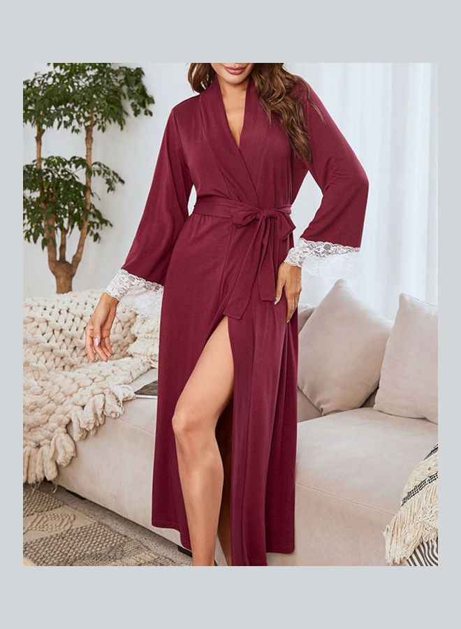 Long Sleeve Night Robe Red  - Image 2