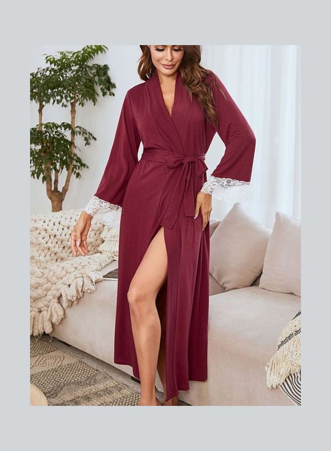 Long Sleeve Night Robe Red  - Image 1