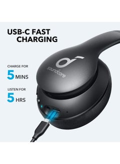 Soundcore Life 2 Neo Wireless Bluetooth Headphones, Over Ear, 60H Playtime, Fast Charging, High Bass, AUX Input, Foldable Black  - Image 5