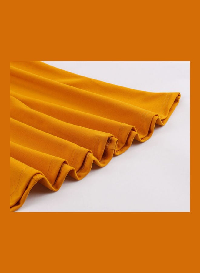 OUTAD Elegant Waist Closed Midi Dress Yellow - Image 5