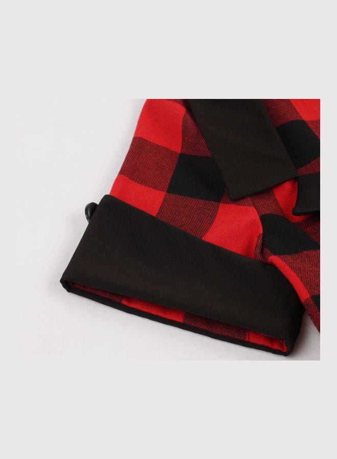 أوتاد فستان كاجوال متوسط الطول بتصميم كلاسيكي أحمر وأسود - Image 5