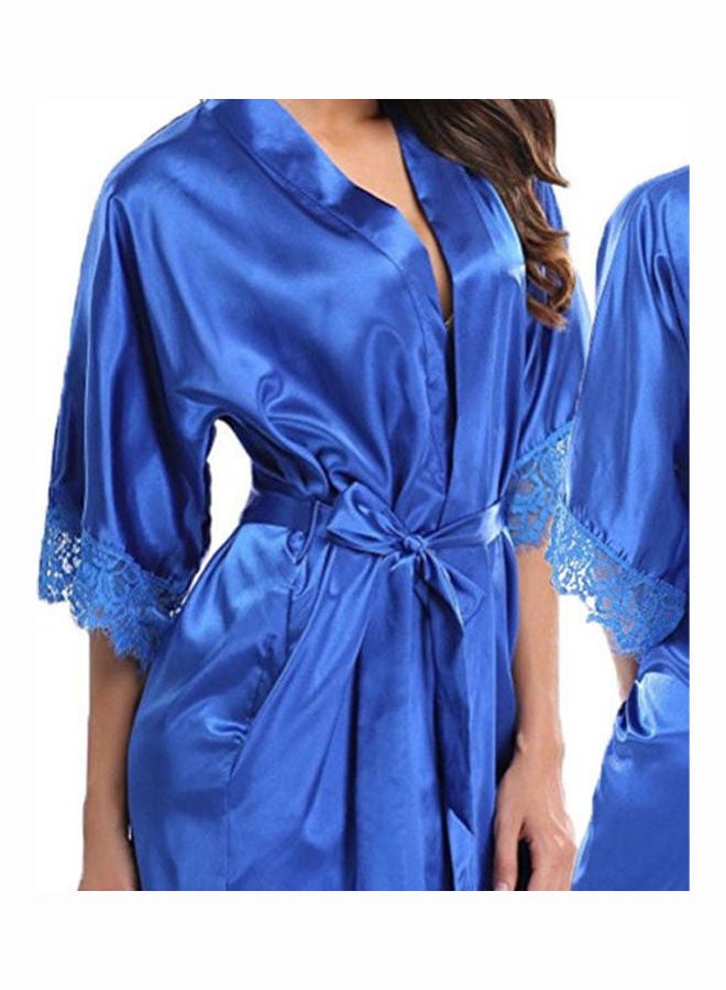 Solid Colour Night Robe Blue 