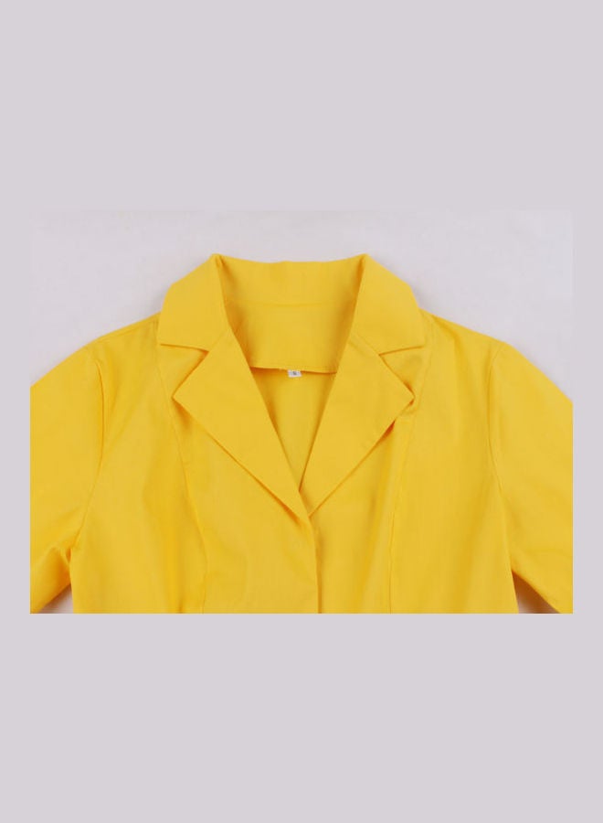 OUTAD Elegant Stylish Midi Dress Yellow - Image 3