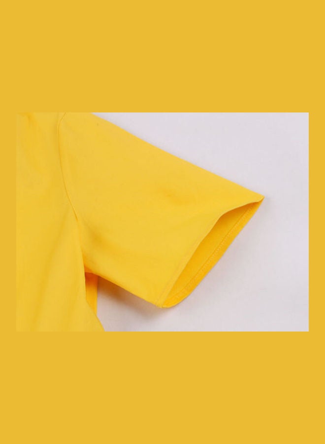 OUTAD Elegant Stylish Midi Dress Yellow - Image 4