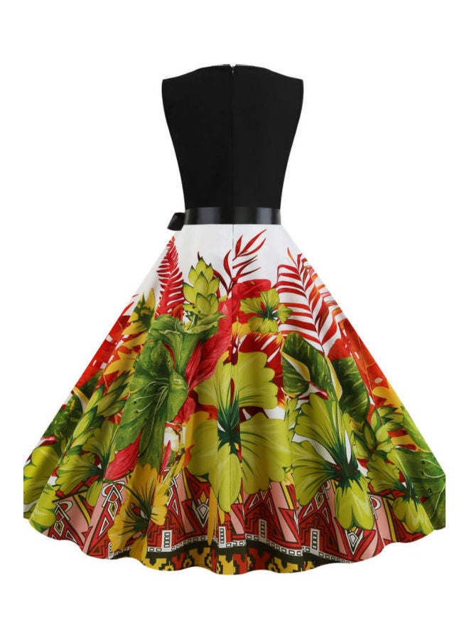 OUTAD - Casual Printed Midi Dress Multicolour - Image 1