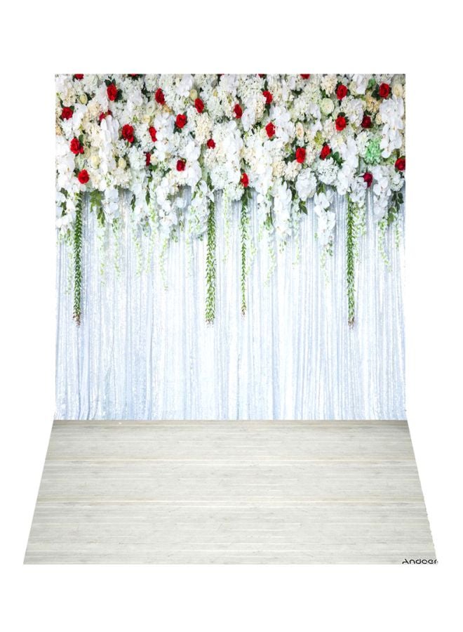 Flower Wall Photography Background White/Red/Green