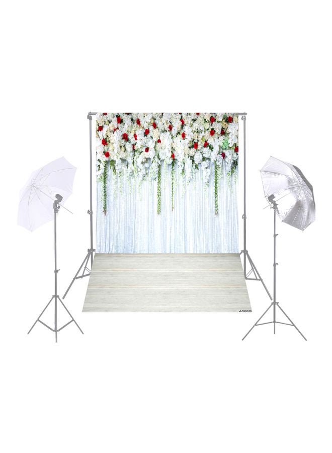Flower Wall Photography Background White/Red/Green