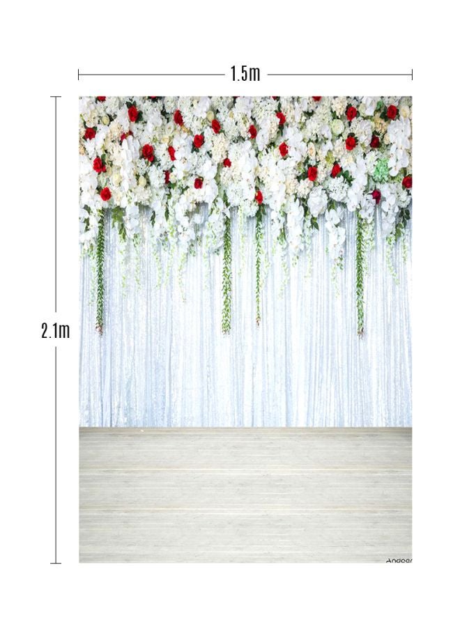 Flower Wall Photography Background White/Red/Green