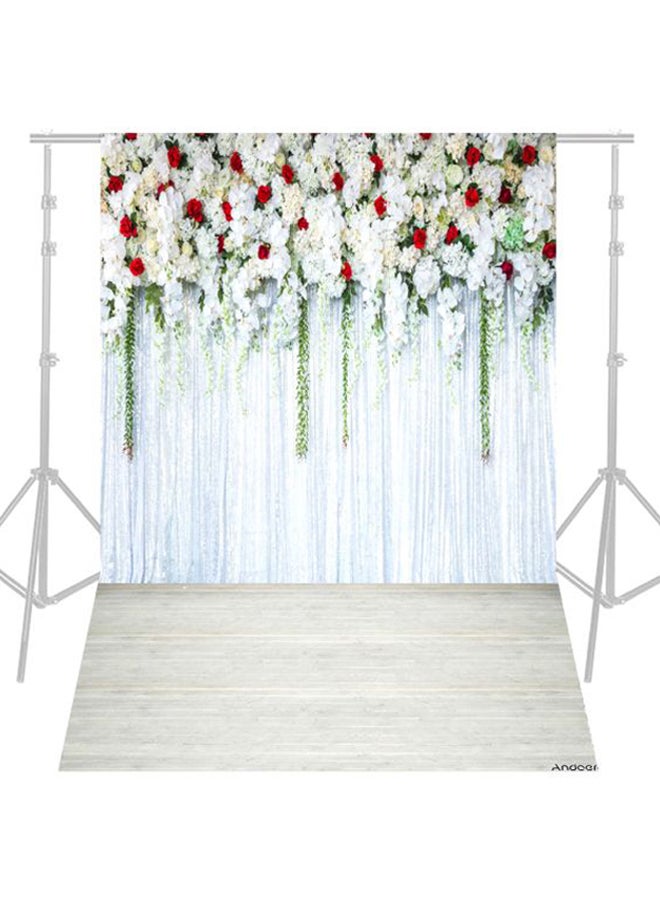 Flower Wall Photography Background White/Red/Green
