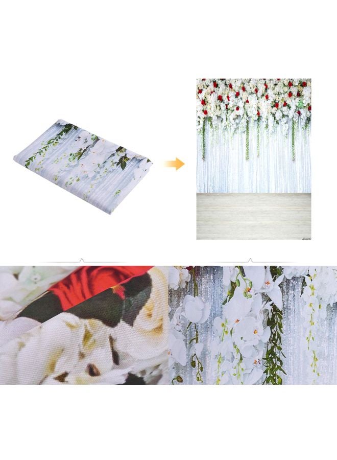Flower Wall Photography Background White/Red/Green