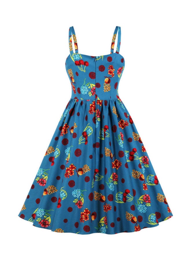 OUTAD - Casual Printed Midi Dress Multicolour - Image 1
