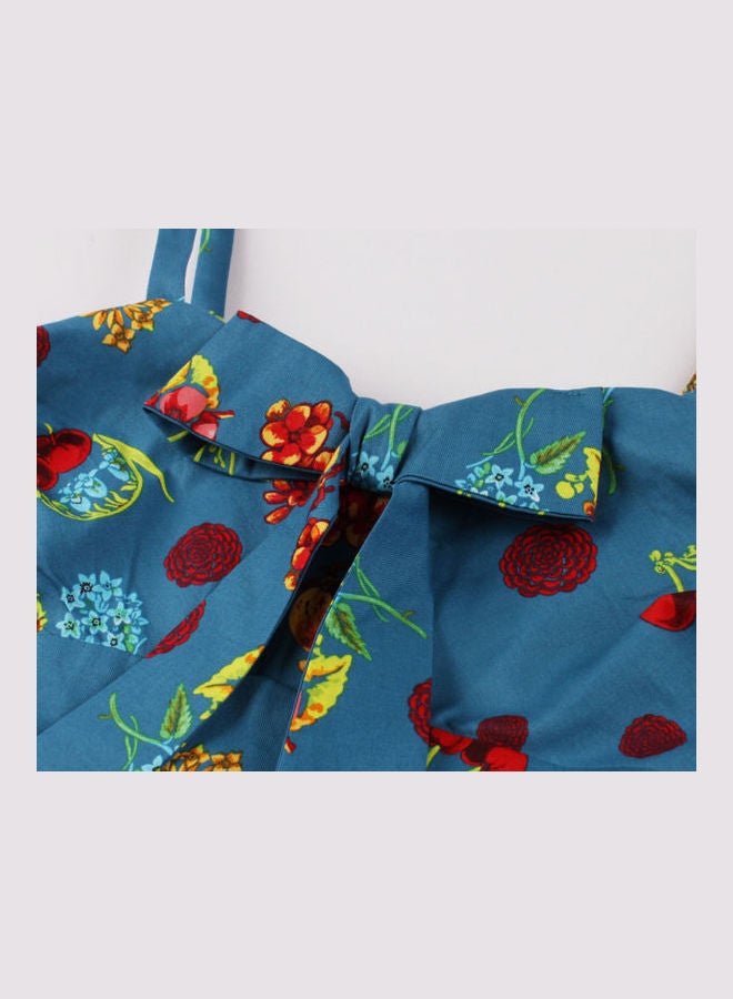 OUTAD - Casual Printed Midi Dress Multicolour - Image 1