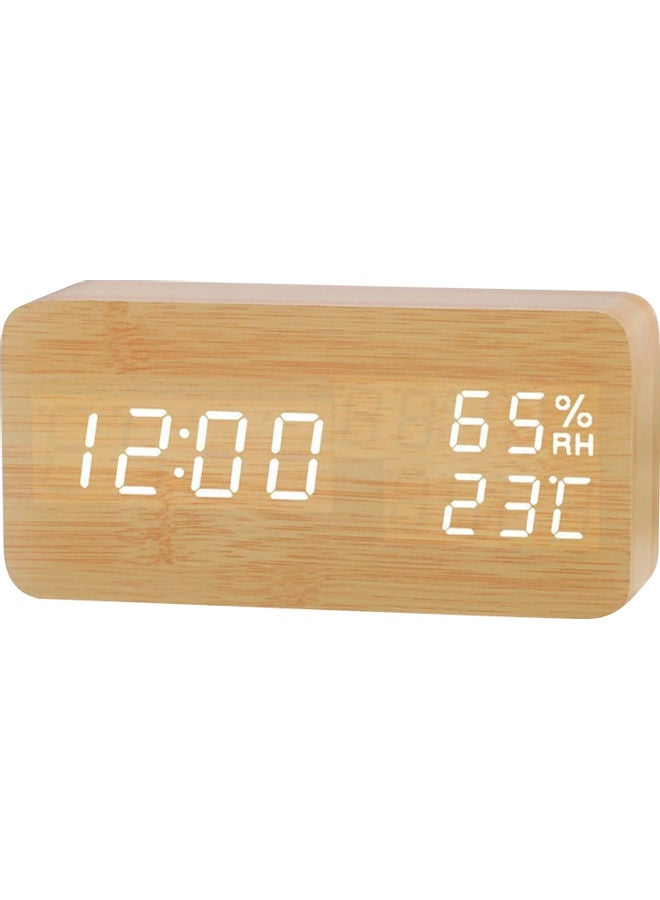 LED Wood Digital Alarm Clock Beige 17x5.50x9cm  - Image 1