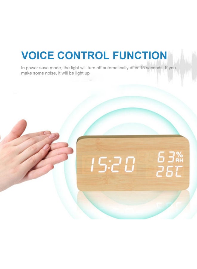 LED Wood Digital Alarm Clock Beige 17x5.50x9cm  - Image 2