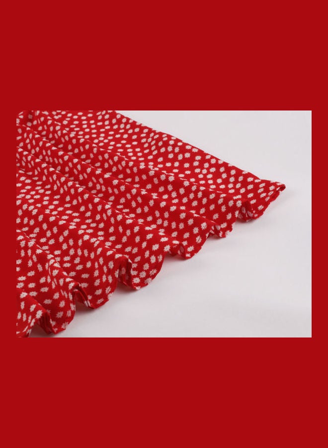 OUTAD Printed Elegant Midi Dress Red - Image 5