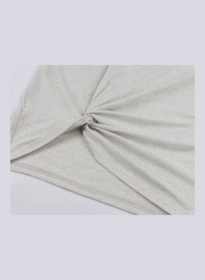 أوتاد فستان كاجوال متوسّط الطول بتصميم ملتف رمادي - Image 5