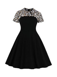 Leopard Print Elegant Dress Black