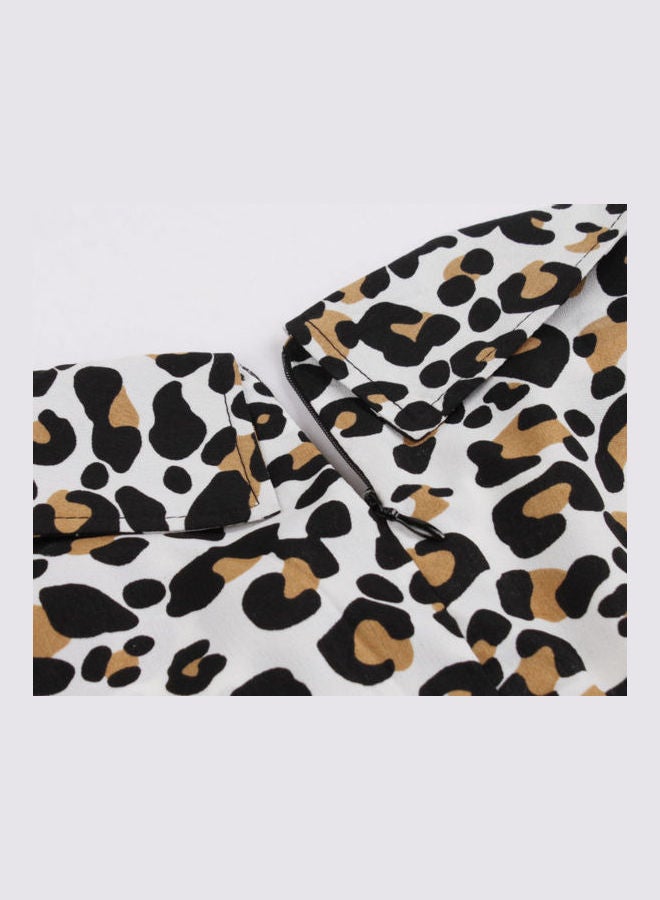 OUTAD - Leopard Print Elegant Dress Black - Image 1