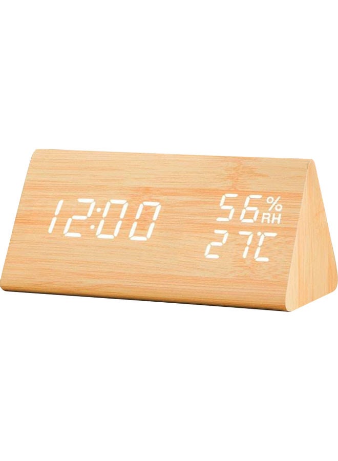 LED Wood Digital Alarm Clock Beige 16x8x9cm  - Image 1