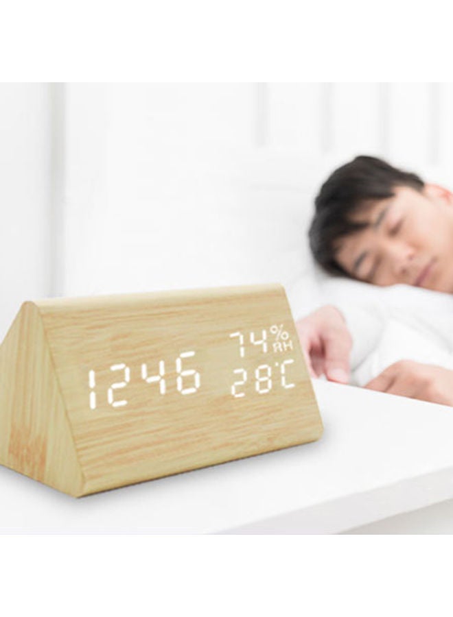 LED Wood Digital Alarm Clock Beige 16x8x9cm  - Image 2