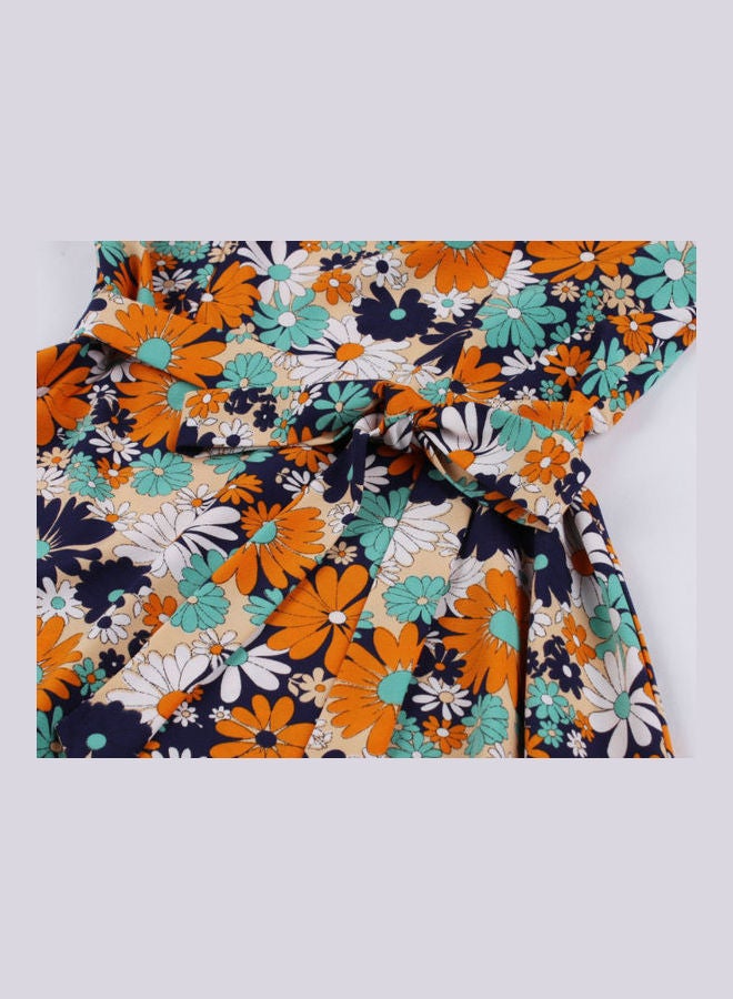 OUTAD - Floral Print Midi Dress Multicolour - Image 1