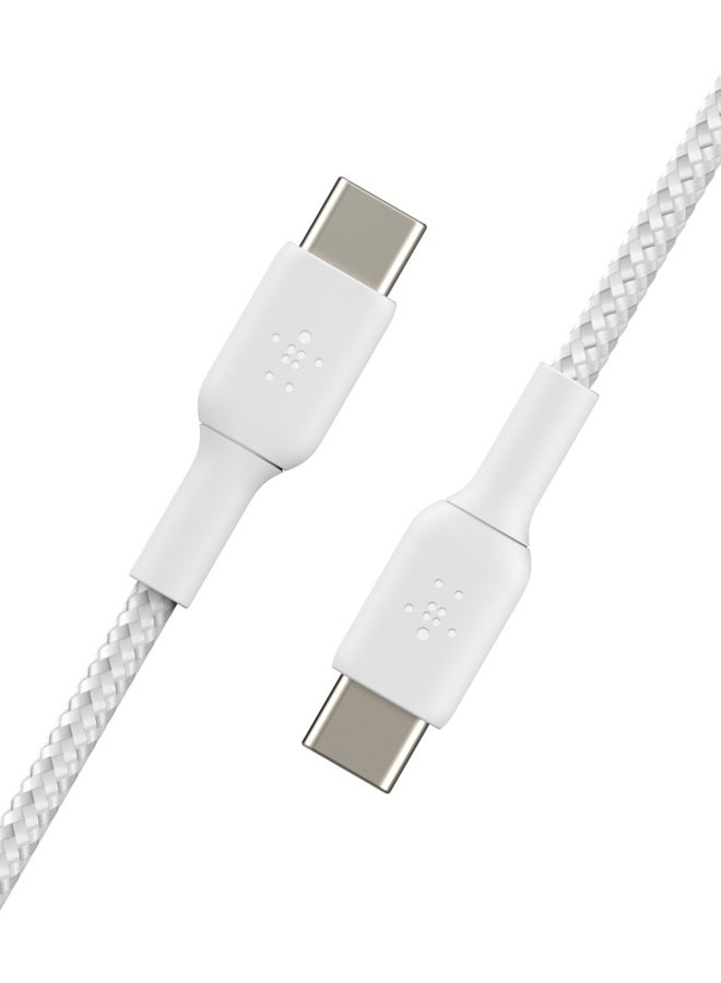 كابل مضفر من منفذ  USB-C إلى منفذ USB-C من بيلكين (كابل شحن سريع بمنفذ USB من نوع C لأجهزة سامسونج، وبكسل، وآي باد برو، وغير ذلك المزيد) - بطول 1 متر، بلون أبيض أبيض - v1618319791/N36748435A_4