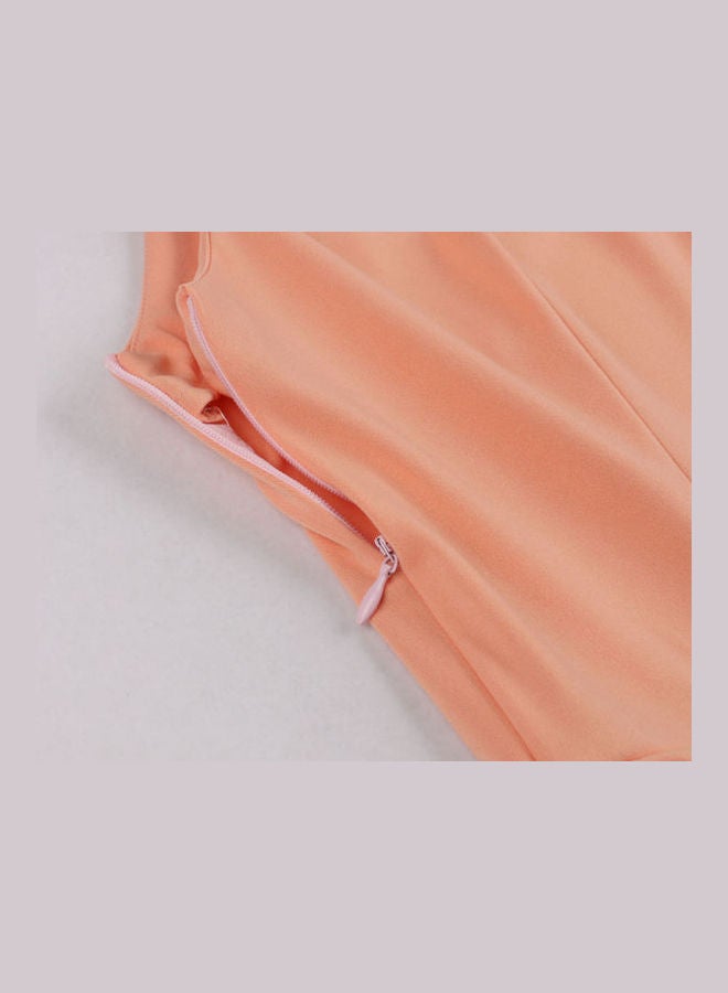 OUTAD Open Back Elegant Midi Dress Pink - Image 5