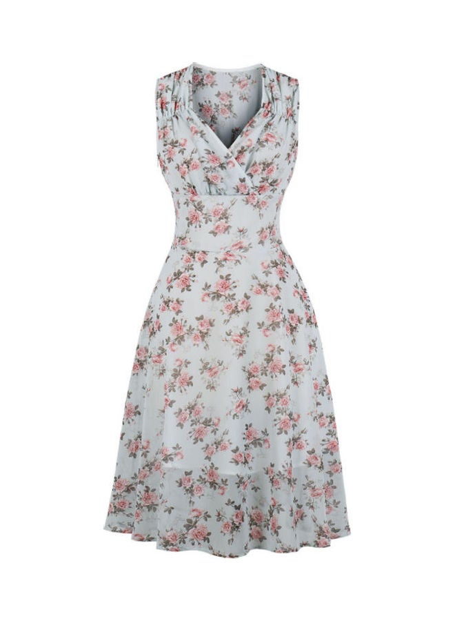 OUTAD Floral Print Midi Dress Multicolour - Image 1