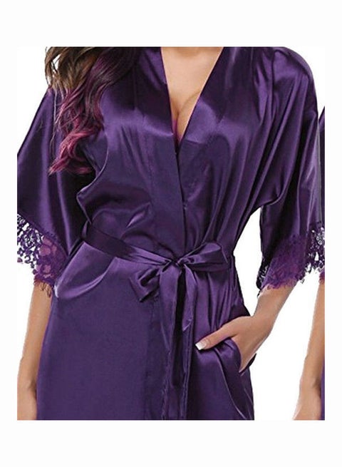 Solid Colour Night Robe Purple