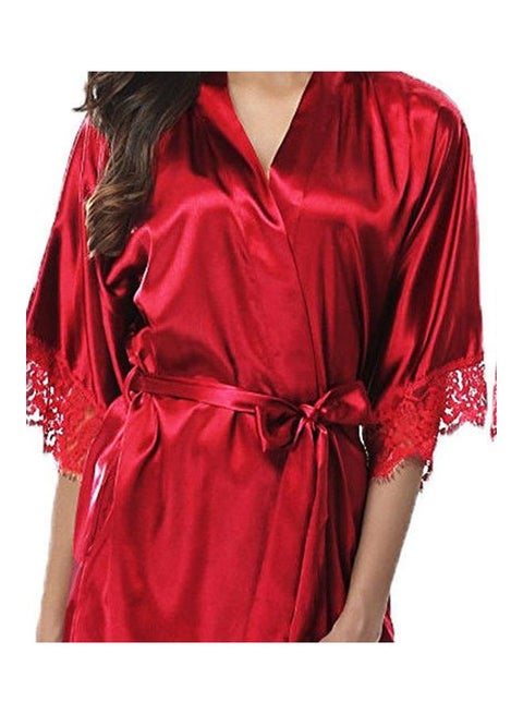 Solid Colour Night Robe Red