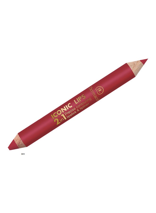 Dermacol Iconic Lips 2 In 1 Lipstick And Lipliner Ruby Red  - Image 1