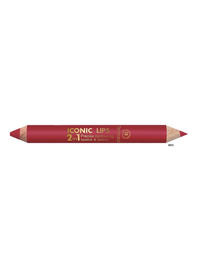 Dermacol Iconic Lips 2 In 1 Lipstick And Lipliner Ruby Red  - Image 2