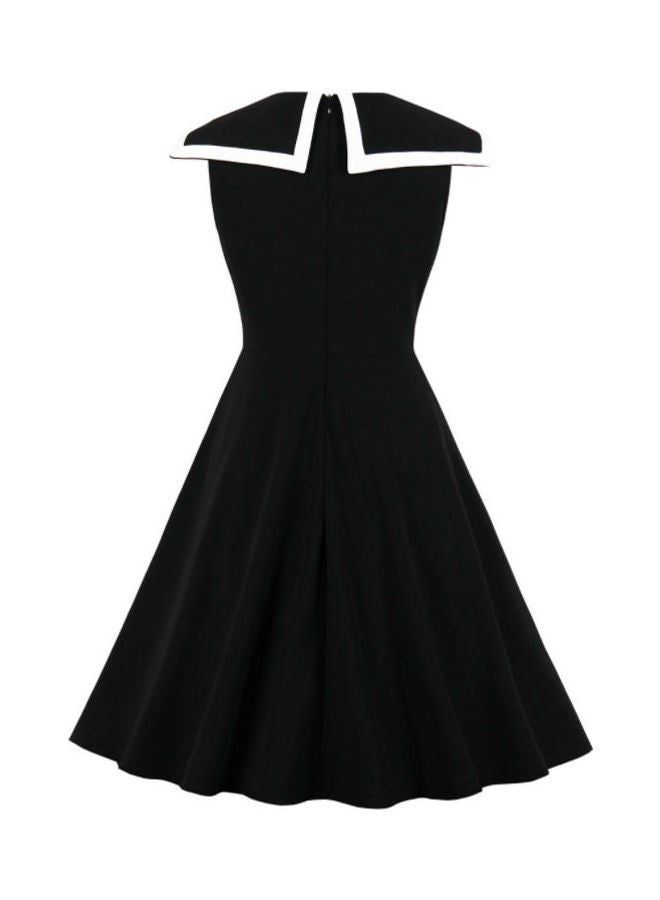 OUTAD Contrast Button Detailed Dress Black - Image 2