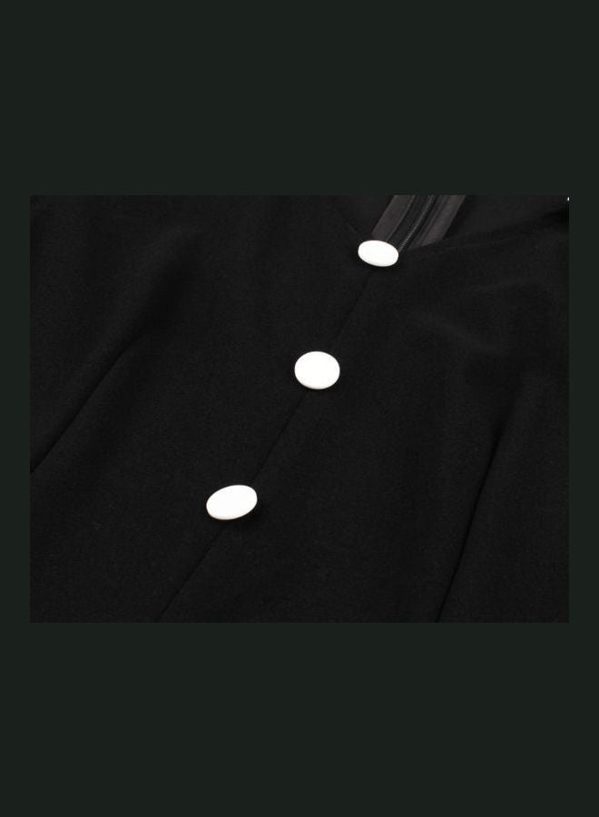 OUTAD Contrast Button Detailed Dress Black - Image 5