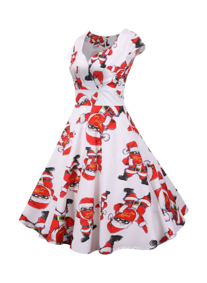 OUTAD - Casual Printed Midi Dress Multicolour - Image 1