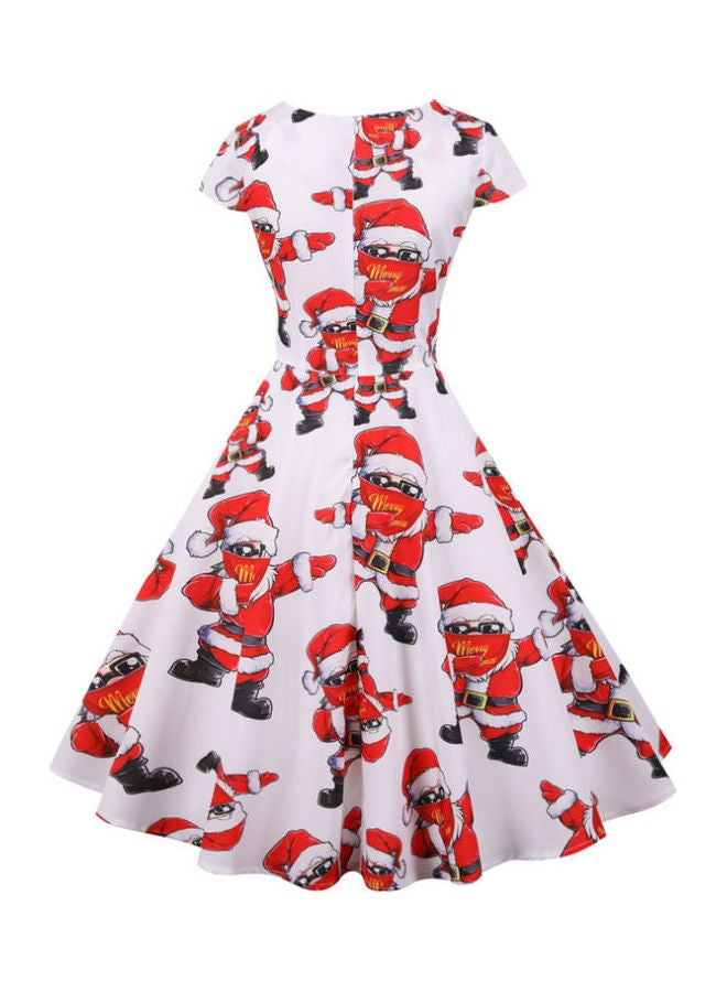 OUTAD - Casual Printed Midi Dress Multicolour - Image 1