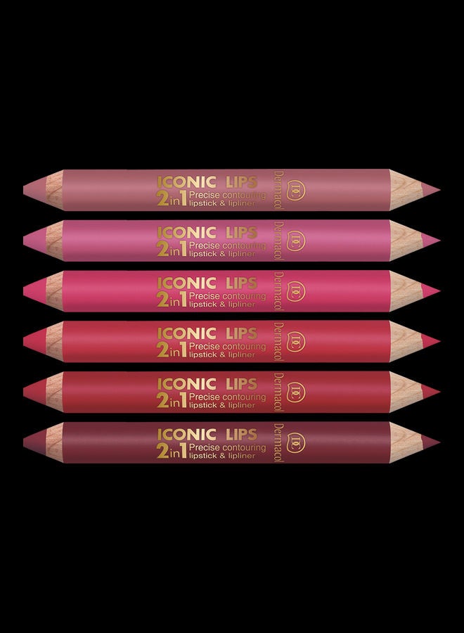 ديرماكول أحمر ومحدد شفاه آيكونيك ليبس 2 في 1 وردي - Image 3