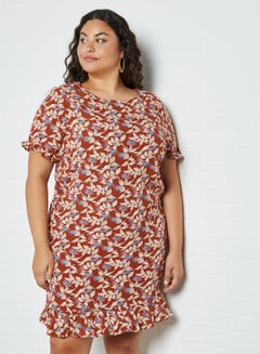 Only Carmakoma Plus Size Ruffle Trim Dress Ginger Bread  - Image 1