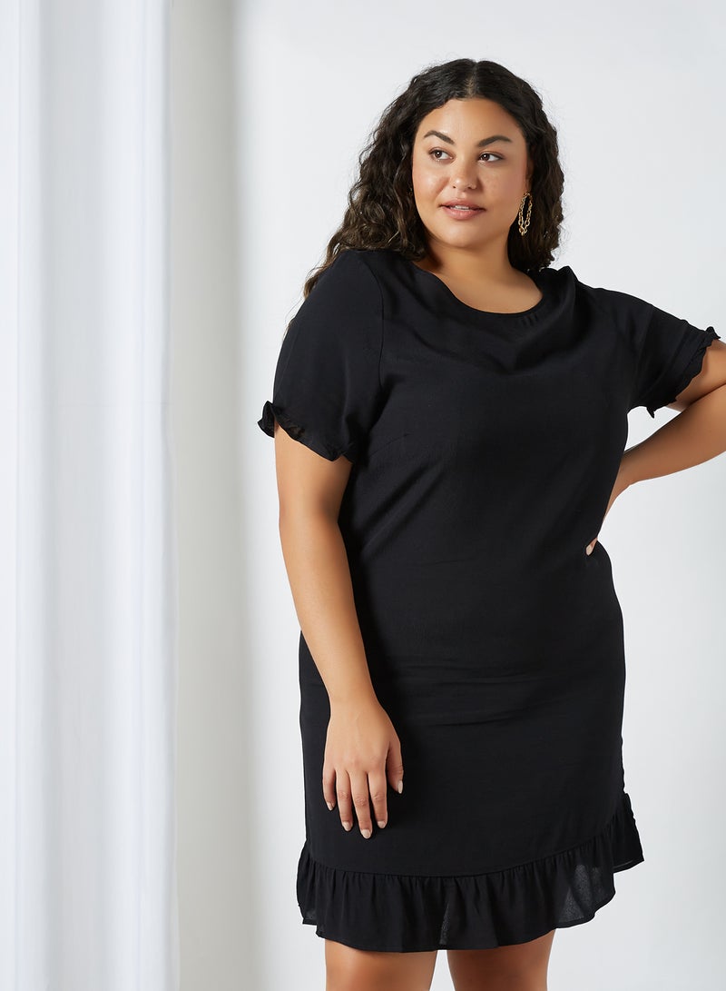 Plus Size Ruffle Trim Dress Black - v1618321202/N43714960V_1