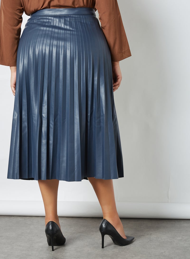 Violeta By Mango - Plus Size Plisa Skirt Blue - Image 1