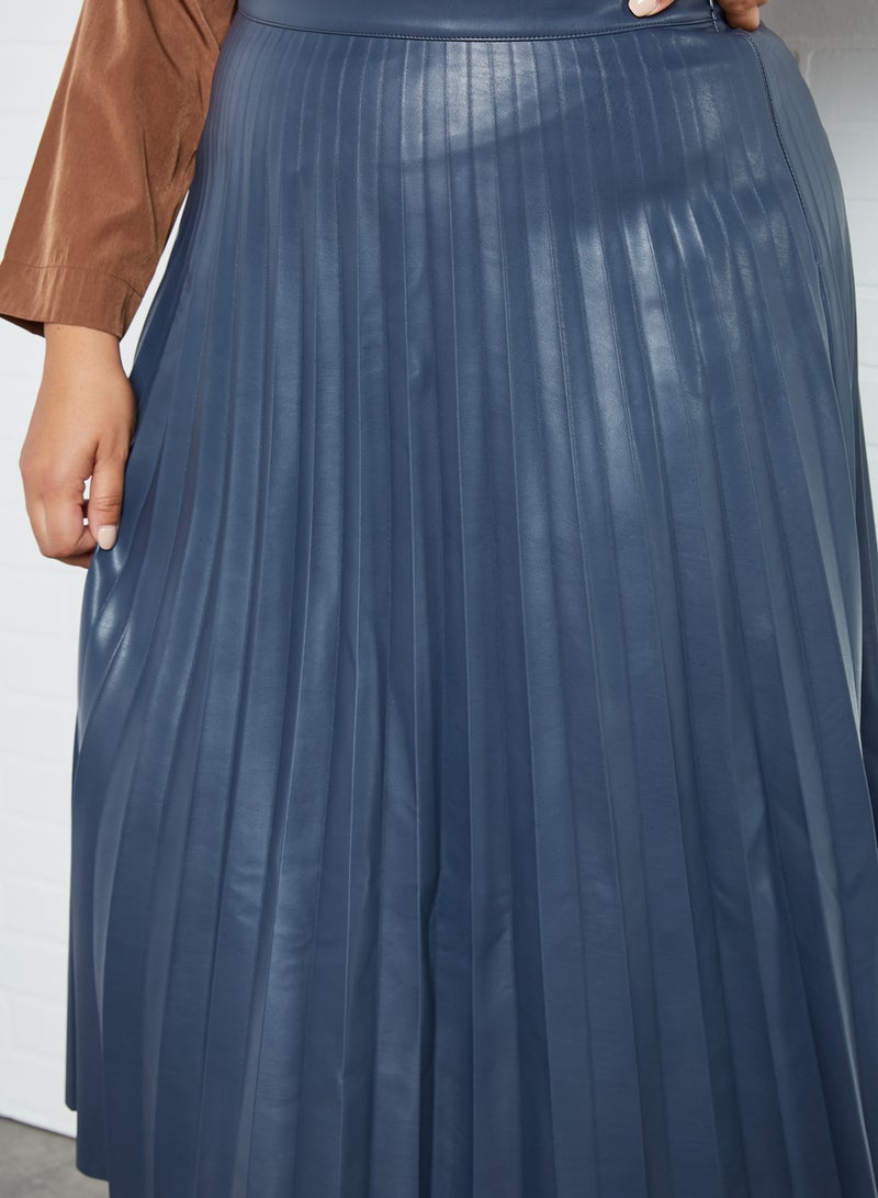 Violeta By Mango - Plus Size Plisa Skirt Blue - Image 1