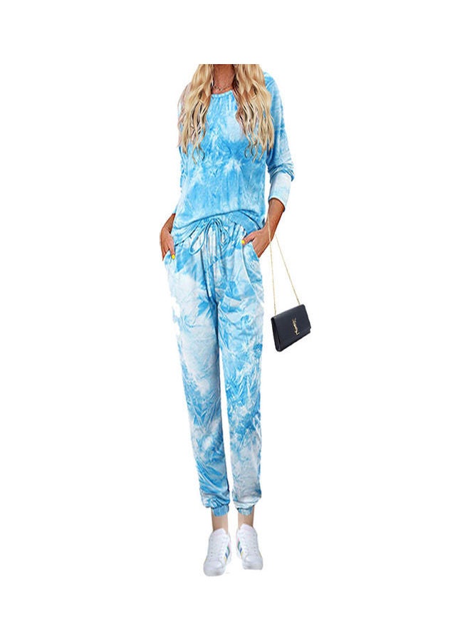 Tie-Dyed T-Shirt And Pyjama Set Blue 