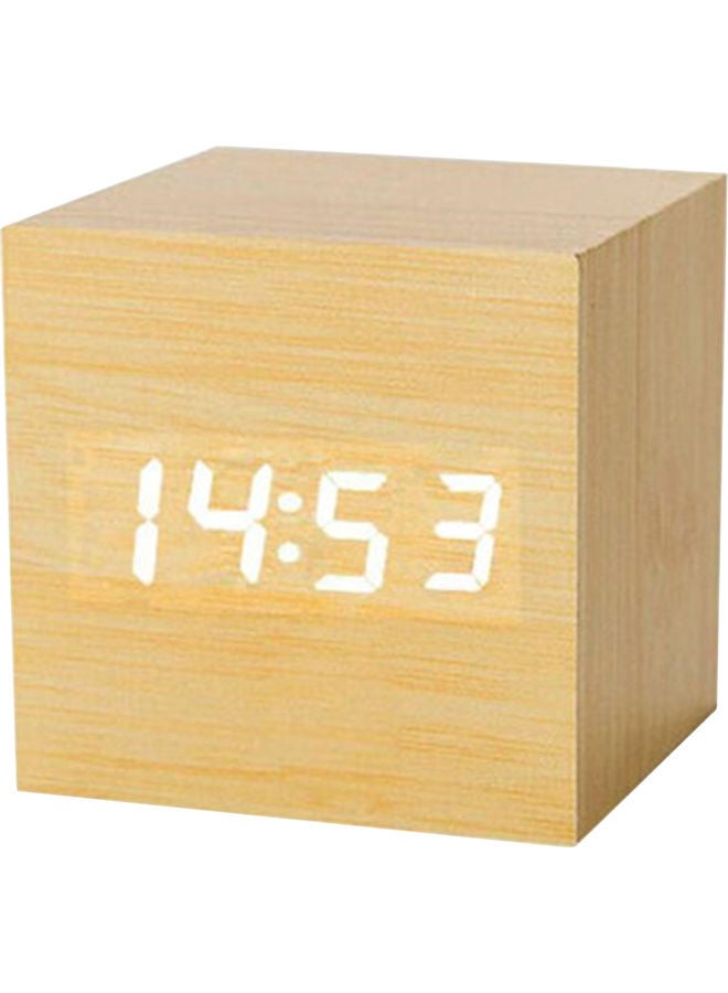 LED Digital Alarm Clock Beige 9x8x8cm  - Image 1