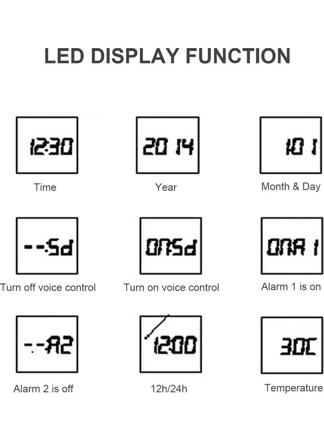 LED Digital Alarm Clock Beige 9x8x8cm  - Image 2